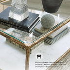 Signature Design by Ashley Ryandale Square End Table, Brass Glass & Marble
