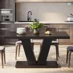 Tribesigns 47-Inch Dining Table for 4, Black Kitchen Dinner Table with Heavy Duty Pedestal, Farmhouse Wooden Eating Table for Home, Dining Room, Small Space, Black