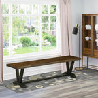 East West Furniture VB677 V-Style Modern Dining Table Bench with Wood Seat, 72x15x18 Inch, Multi-Color