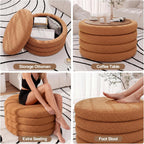 FiveWillowise 30 Inch Round Ottoman with Storage,Large Sherpa Coffee Table | Modern Ottomans with Removable Lid Tray,Multi-Functional,Cozy Foot Rest for Couch,Living Room,Bedroom,Makeup Room,Brown
