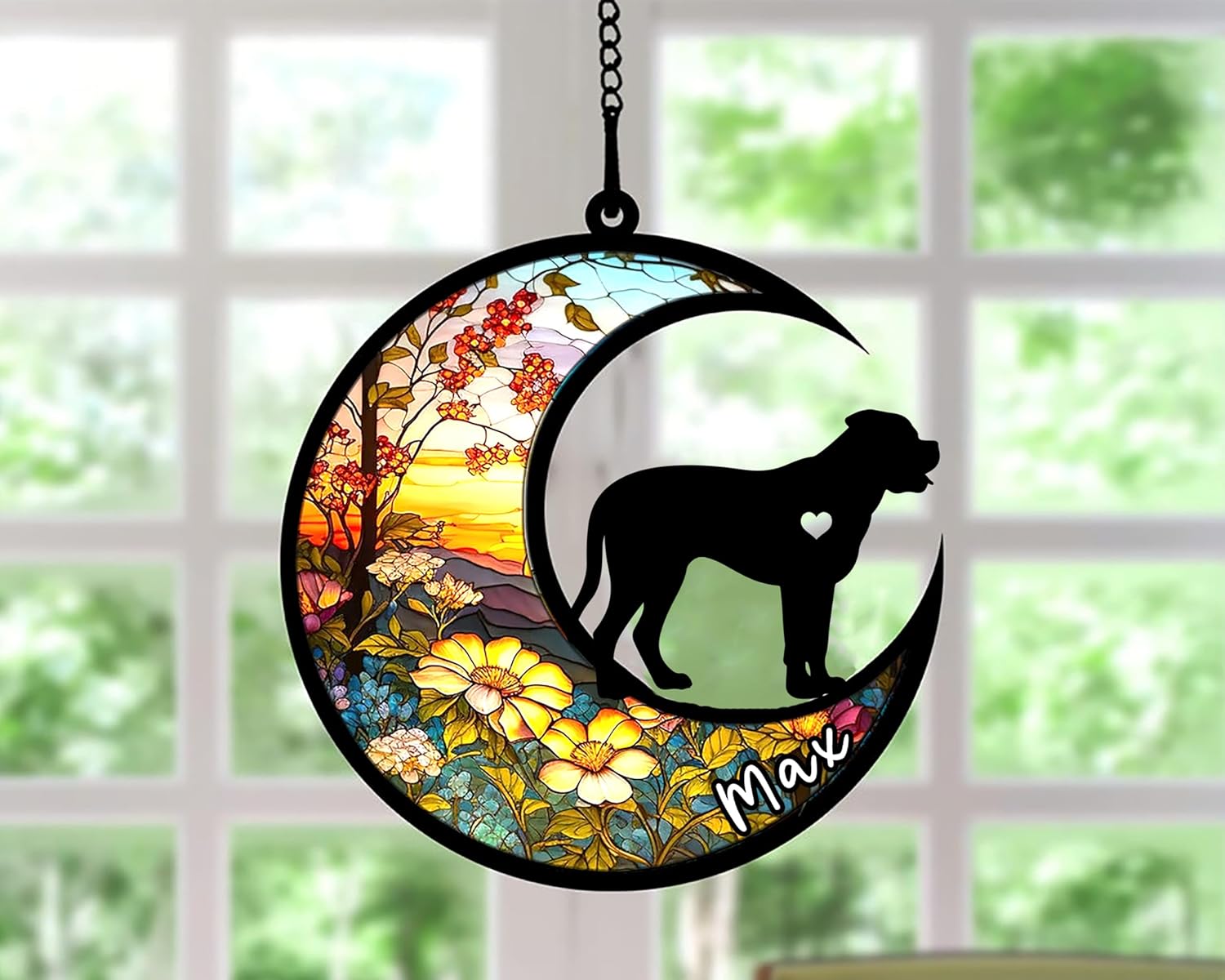 Personalized Dog Memorial, Custom Name Bullmastiff Dog Christmas Ornament with Name, Custom Breeds, Pet Loss Light Catcher, Gifts for Lovers Loss of Pet Sympathy on Mothers Day Christmas