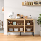 47.2" Sideboard Cabinet, Modern Buffet Cabinet with Doors & Adjustable Shelf, Wood Credenza Coffee Bar Storage Console Table for Kitchen, Dining Room, Living Room, Entryway, Natural