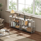 Acrylic Clear Console Table for Entryway, 3-Tier Sofa Table Bookshelf, Low Bookcase with Open Storage Shelves, (Clear, 31.5"×11.8“×28.6”)