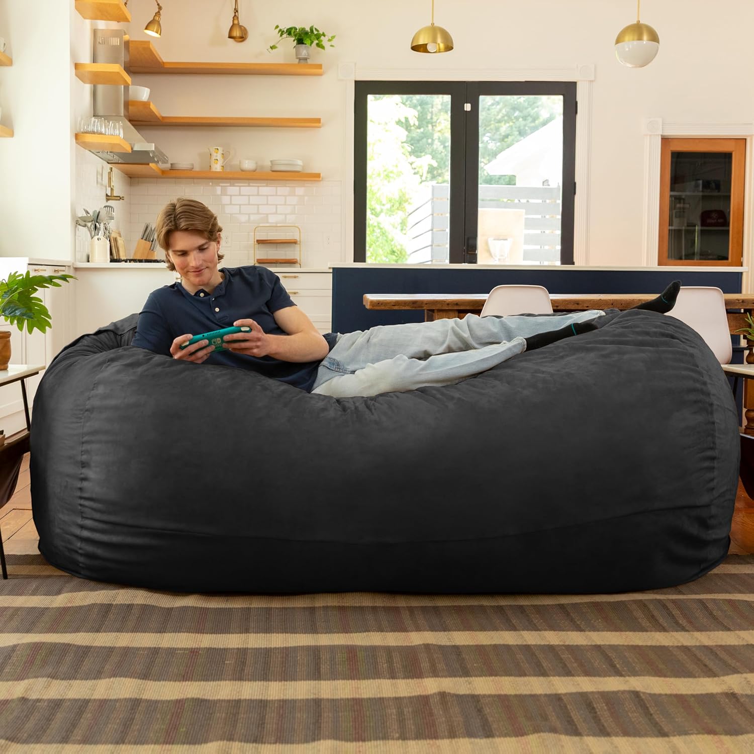 Jaxx 7 Foot Giant Bean Bag Sofa, Black
