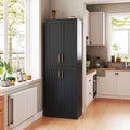 67.7" Tall Kitchen Pantry Storage Cabinet,with 4 Doors,2 Adjustable Shelves,Freestanding Cupboard Farmhouse for Kitchen,Living,Bathroom,Laundry,Dining Room,Assemble Required,Black