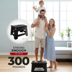 Utopia Home Folding Step Stool 9 Inch, Anti-Slip, 300 lbs, Black | 9-inch foldable step stool with anti-slip surface, built-in handle, and 300 lbs strong plastic support for safe home use.