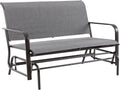 Shintenchi 2-Person Outdoor Glider Bench with Breathable Fabric, Steel Frame Patio Swing Chair, Ergonomic Design Metal Rocking Bench Loveseat for Patio, Backyard, Poolside, Gray