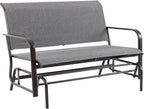 Shintenchi 2-Person Outdoor Glider Bench with Breathable Fabric, Steel Frame Patio Swing Chair, Ergonomic Design Metal Rocking Bench Loveseat for Patio, Backyard, Poolside, Gray