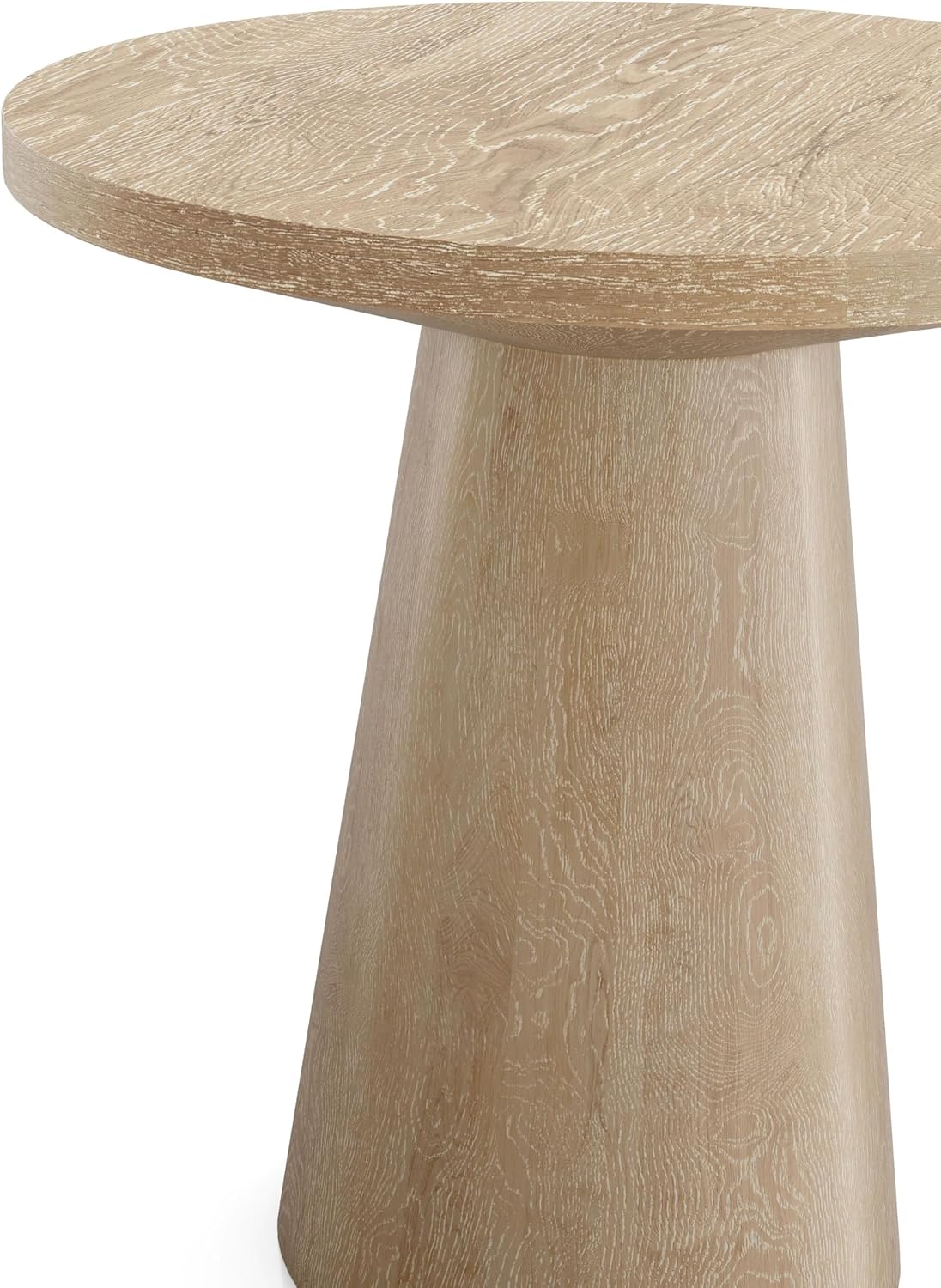 Furniture of America Crambel Modern Solid Rubberwood 20-inch Round End Table with Cone-Shaped Pedestal Base, Living Room Furniture for Small Space, Home Office, Oak Finish