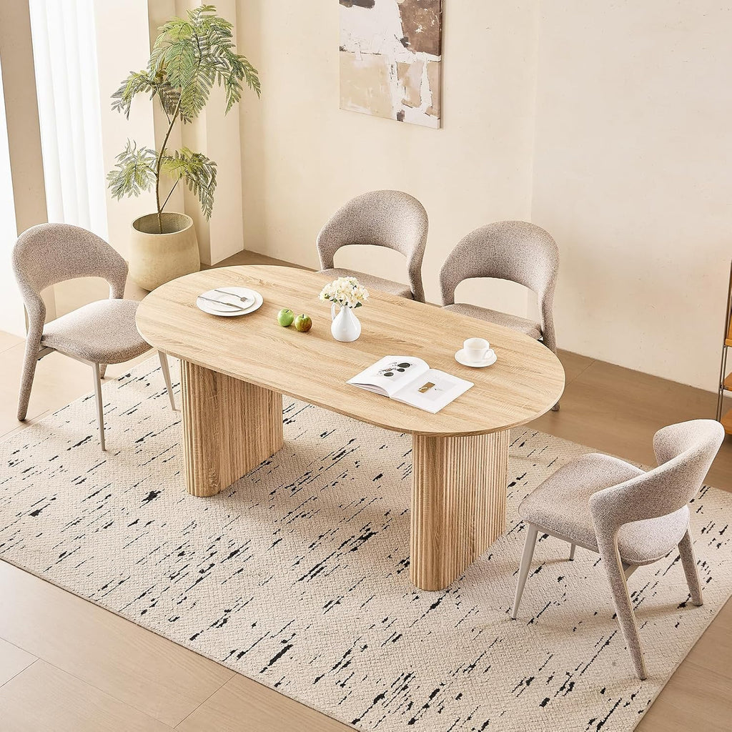 70.9" Large Dining Table for 4-6, Rounded Edges, Fully Assembled Table Base, Modern Wood Kitchen Dinner Table, Easy Setup, Natural