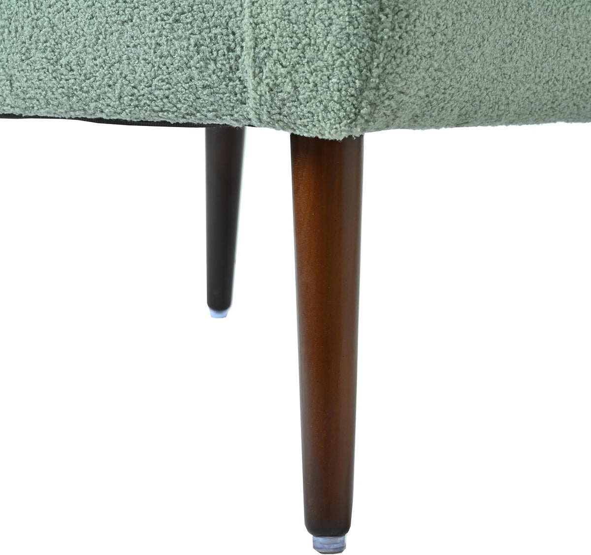 Accent Chair, Comfy Upholstered Living Room Chairs with High Tufted Backrest and Pillow, Wingback Reading Chair with Solid Wood Legs for Bedroom/Office,Teddy Fabric, Light Green