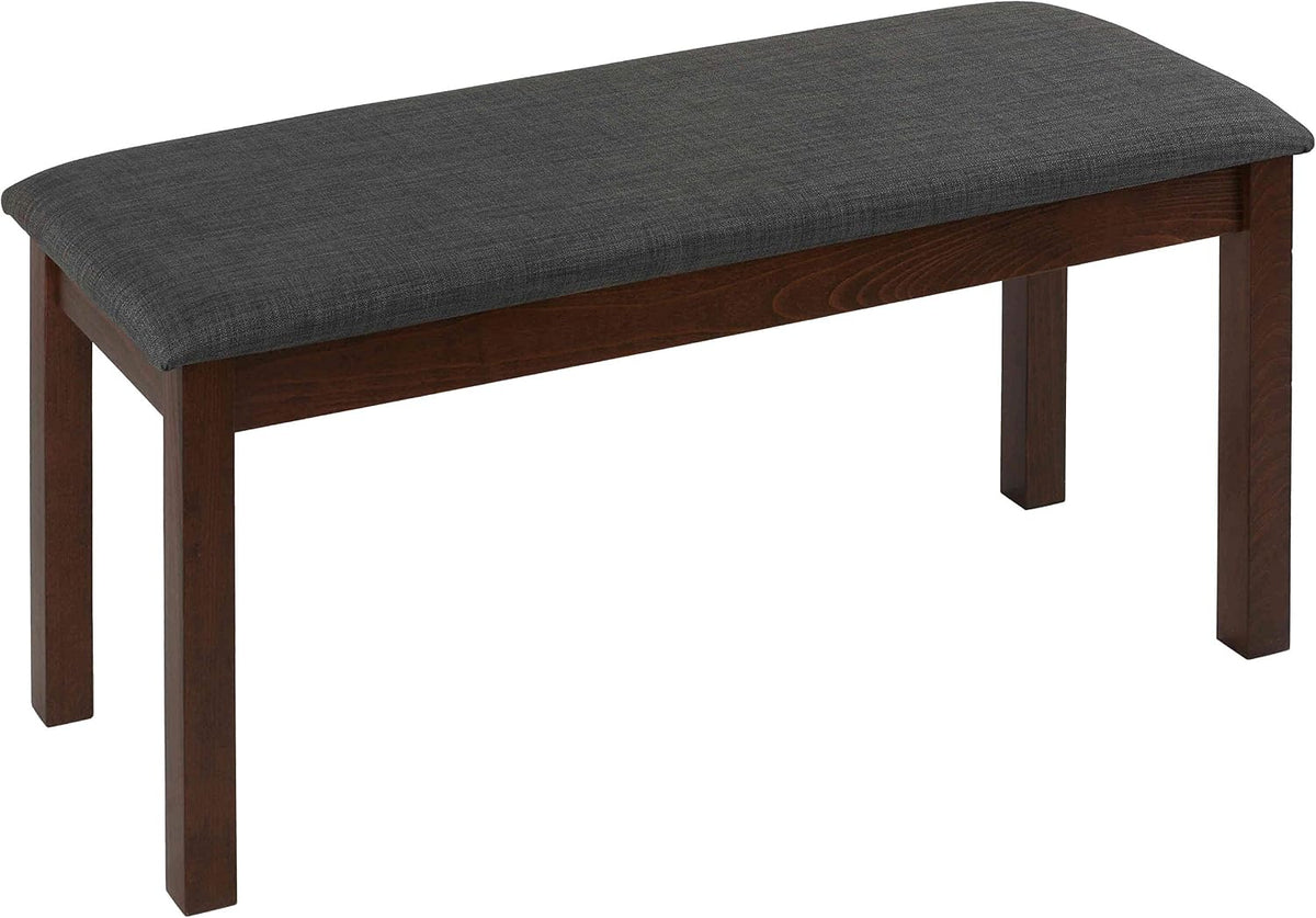 Cortesi Home Rosco Dining Bench in Charcoal Fabric, Walnut Finish 40"
