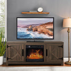 58 Inch Fireplace TV Stand for TV up to 65" | Farmhouse TV Stand with 18" Electric Fireplace, Rustic Entertainment Center with Storage, TV Stands for Living Room (Coffee)