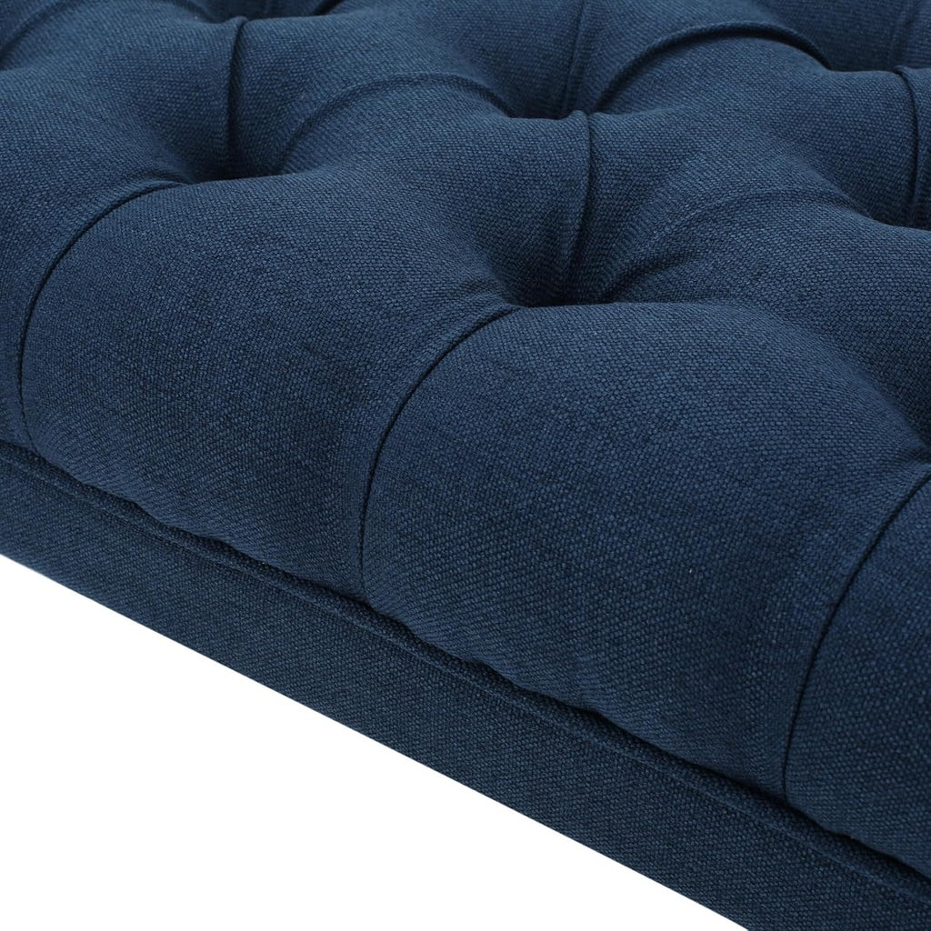 Merax 41” Upholstered Entryway Bench, End of Bed Ottoman Seat with Solid Wood Leg for Bedroom, Living Room, Indoor, Navy Blue