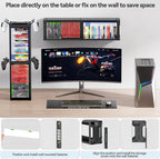 Video Game Disc Rack Tower Storage Holder Stand Universal for PS5/PS4/XBOX One/Series/NS Game, Game Organizer Shelf Display Stand for Wall Mount/Desk/Floor with Controller Holder Sega Genesis Consoles