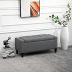 Gray Storage Ottoman with Linen Cover