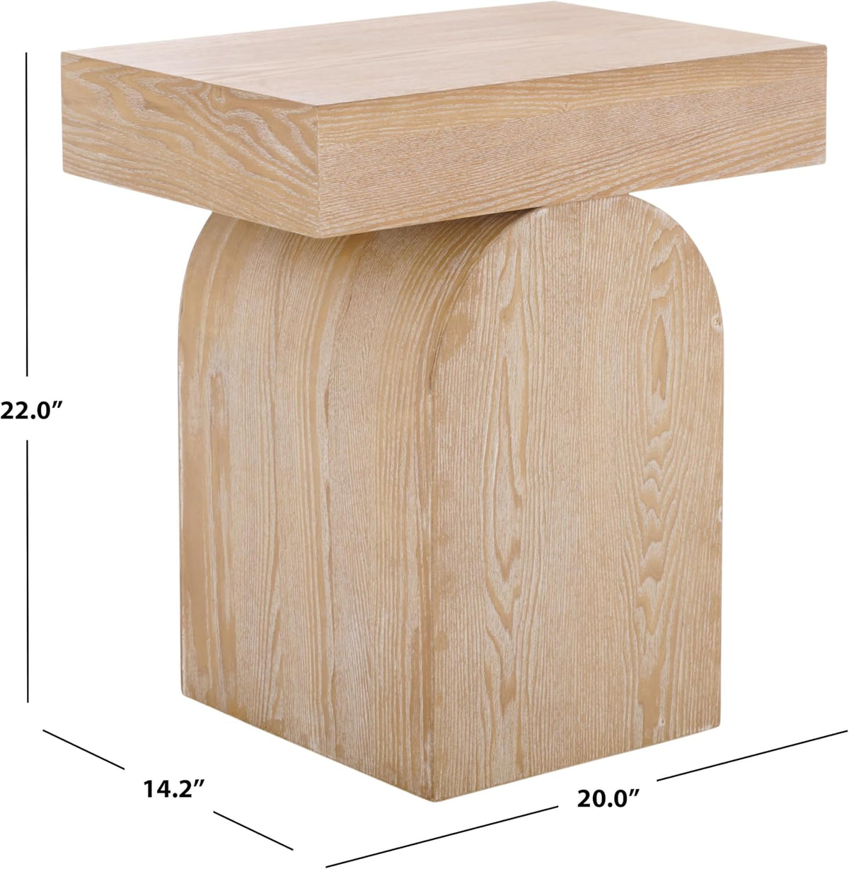 SAFAVIEH Home Collection Baraki Modern Bleached White Pedestal End Table (Fully Assembled)