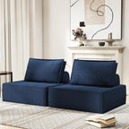 Swbvs 1-Piece Modular Single Couch, Deep Corduroy Lounge Chair with Adjustable Cushions, Versatile Small Chair that Works Alone or Together – Perfect for Apartments, Living Rooms & Bedrooms, Blue