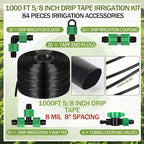1000 ft 5/8 Inch Drip Tape Irrigation Kit Drip Tape 8 Mil 8" Spacing Hose Garden Watering Tubing System Automatic Irrigation Equipment for Plant, Landscape, Yard, Lawn and Farm