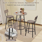 NicBex 3-Piece Bar Table and Chairs Set, Grey Pub Table and Chairs Set of 2 with Storage Shelf, Bistro Table with Stools for Small Spaces