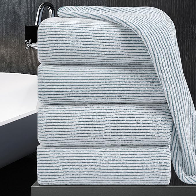 4 Piece Bath Towel Set 35"x70"Oversized Bath Towel for Bathroom Ultra Soft Fluffy Extra Large Bath Sheet Luxury Premium Bathroom Towel Highly Absorbent Quick Dry Shower Towel for Hotel Spa,Lake Blue