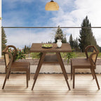 3-Piece Modern Dining Set with Stackable Dining Chairs, Solid Wood Square Table and Chair Breakfast Table Set for 2 Person, Space Saving Dinette for Dining Room, Kitchen, Living Room, Dark Walnut