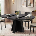 Einhomn 43"-59" Extendable Dining Room Table for 4-8 People, Oval Dining Table with Removable Leaves Space Saving, Round Expandable Kitchen Table for Dining Room Kitchen Living Room, Black
