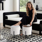 Get Set Style Multifunctional Ottoman with Side Table, Soft Round Footrest Stool,Vanity Stool with Metal Legs, Modern Decorative Furniture Vanity Chair for Makeup Room, Bedroom, Living Room