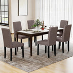 GOFLAME Upholstered Dining Chairs Set of 4, Fabric Kitchen Chairs with Padded Seat, Tilt Backrest, Rubber Wood Legs, Armless Side Chairs for Dining Room, Living Room, Restaurant, Brown