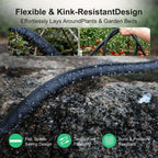 Apgooface Flat Soaker Hose 25 ft 4-Pack with Splitter, 80% Water-Saving Drip Irrigation Hose 100 ft, Linkable DIY Garden Soaker Hose System for Garden Beds, Lawn, Vegetables & Trees (25ft 4-pack)