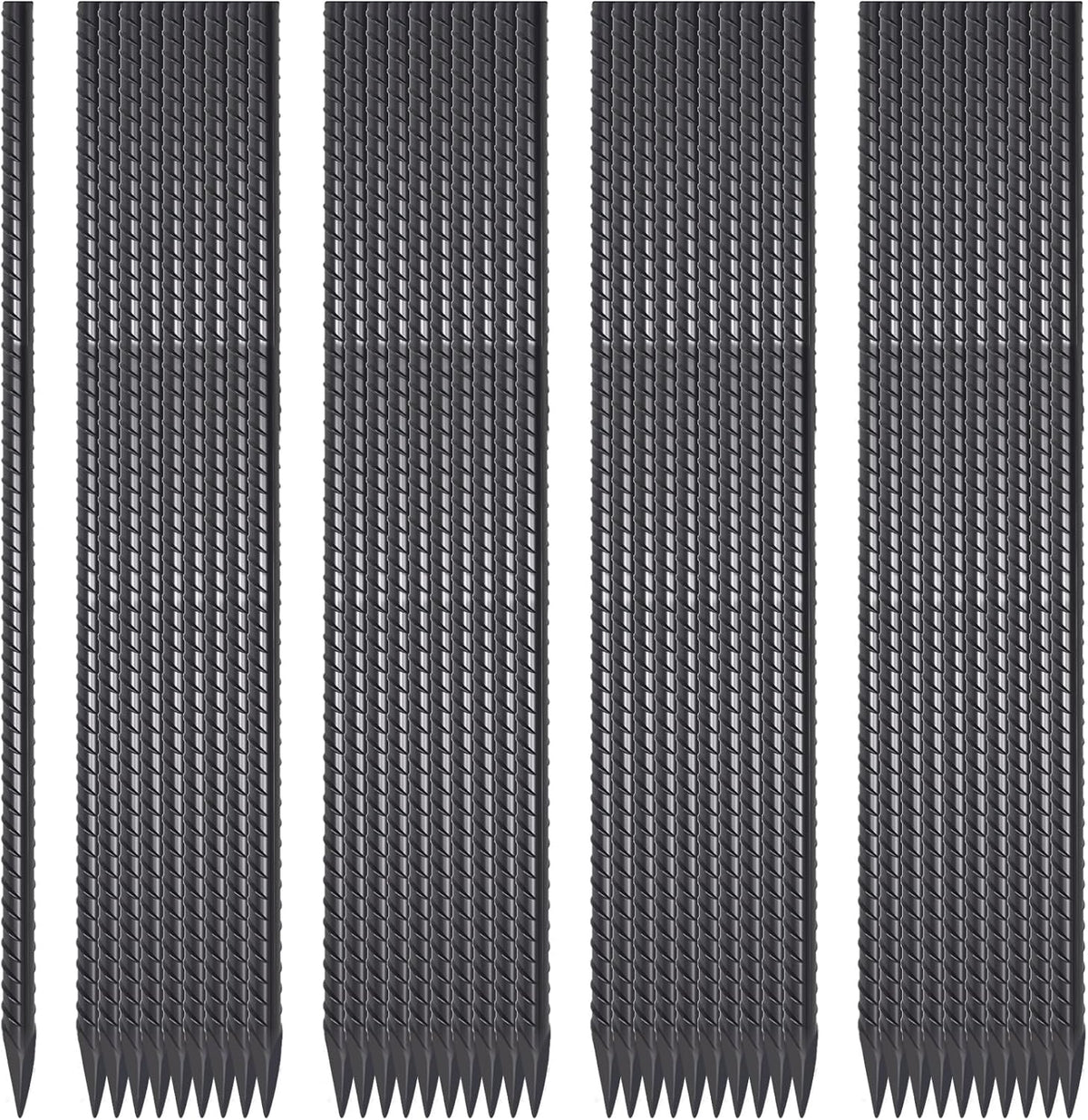 Rebar Stakes 24 Inch 40 Pack Straight Metal Stakes for Ground 1/2 Inch Diameter Landscape Timber Spikes with Chisel Point End for Plant Support, Concrete Form and Fence, Black