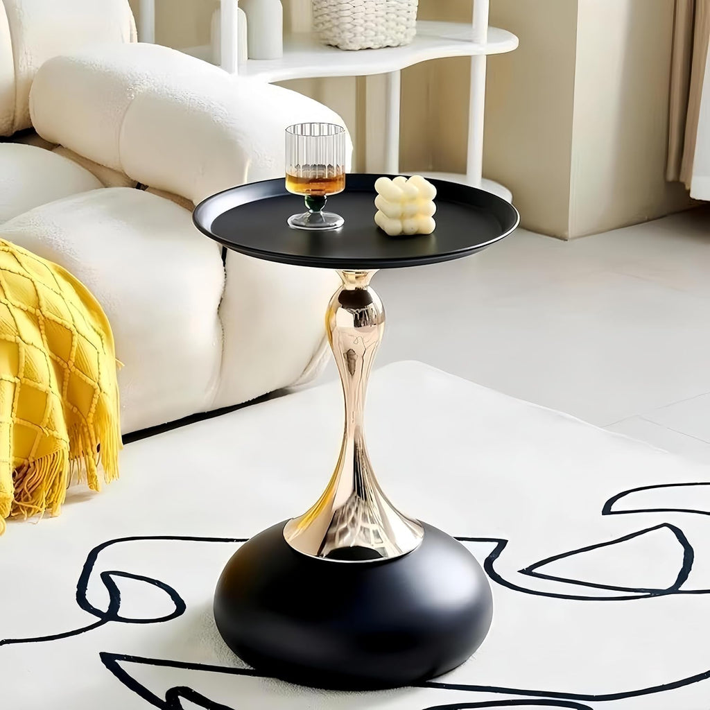 Coffee Table Living Room Metal Moving knickknacks Bedroom nightstand Sofa Side Several Balconies Round Table Italian-Style Telephone Table (Black)