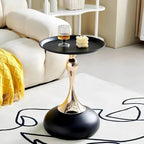 Coffee Table Living Room Metal Moving knickknacks Bedroom nightstand Sofa Side Several Balconies Round Table Italian-Style Telephone Table (Black)