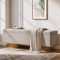 Tribesigns 50.39" Storage Bench with Padded Seat Cushion, Upholstered Shoe Bench with Flip Up Storage for Bedroom, Living Room, Entryway, Load up to 330 lb, Beige + Wood Color