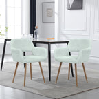 KCC Small Modern Dining Room Arm Chairs for Kitchen 1 PC,Blue | Mid-Century Upholstered Corduroy Fabric Side Seat Club Guest with Metal Tube Legs