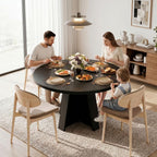 iPormis 47 Inches Round Dining Table for 4-6 People, Modern Wooden Kitchen Table for Dining Room, Farmhouse Circle Dinner Tables Furniture for Kitchen Living Room, Black