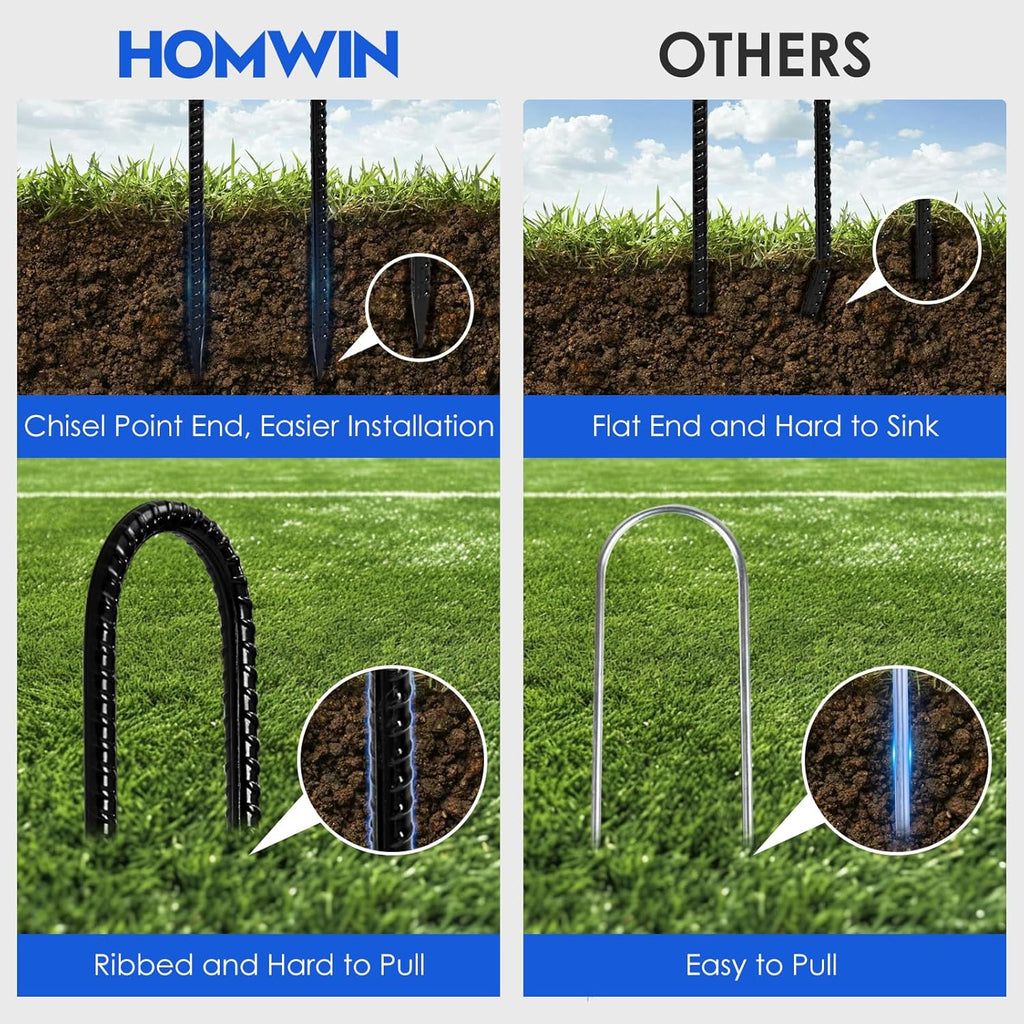 Trampoline Stakes 12 inches 10-Pack U Stake for Ground Heavy Duty Trampoline Anchors High Wind Stakes for Fence, Swing Set, Outdoor Decoration and Gazebo