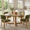 ROCITY Green Upholstered Dining Chairs Set of 4 Chenille Fabric Dining Room Chairs Modern Barrel Kitchen Chairs with Curved Backrest and Wooden Legs