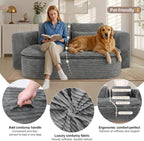 75'' Folding Sleeper Sofa Bed, Memory Foam Fold Out Couch, Foldable Full Size Guest Bed Mattress, Modern 2-in-1 Floor Deep Seat Sleeper Sofa with 4 Pillows and Blanket (Corduroy, Gray)