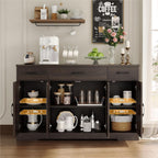 HOSTACK Kitchen Buffet Sideboard Storage Cabinet, Coffee Bar Cabinet, Brown