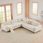 CHITA 114” Super Large Sectional Modular Sofa, Down Filled, 5 Seat, Linen | Down Filled, Sectional Modular Sofa, Super Large, Luxury, Extra-Deep Seats, High-leg Design