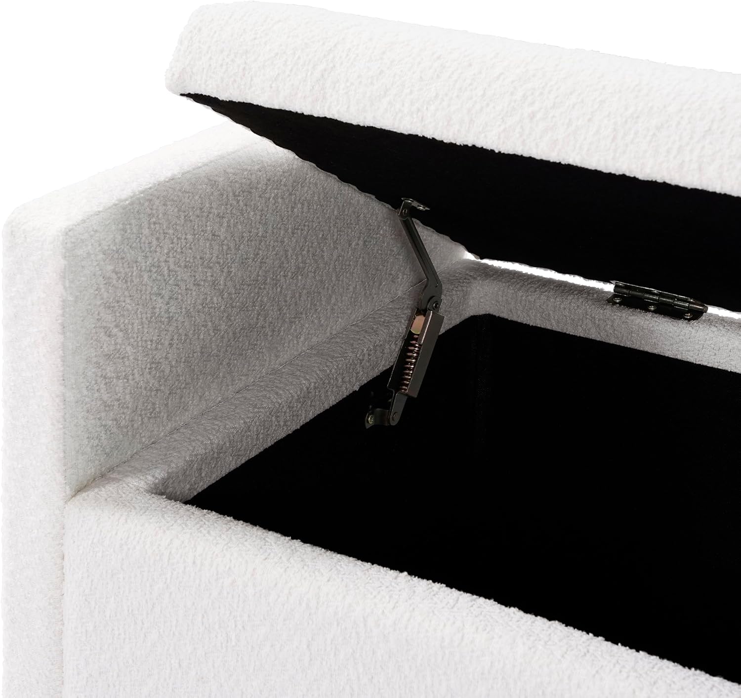 Merax Boucle Upholstered Storage Bench 50.8" End of Bed Bench with 2 Round Pillows & Solid Wood Legs, Ample Hidden Storage Space, Ottoman for Entryway Bedroom, Ivory