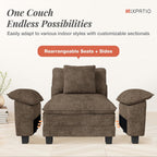 MIXPATIO 124" 4-Seat L Shaped Modular Sectional Sofa,Chenille Taupe | Modern Sectional Couches for Living Room, Wider Armrest and Deep Seat, Comfy Cloud Sofa, Soft Chenille Furniture