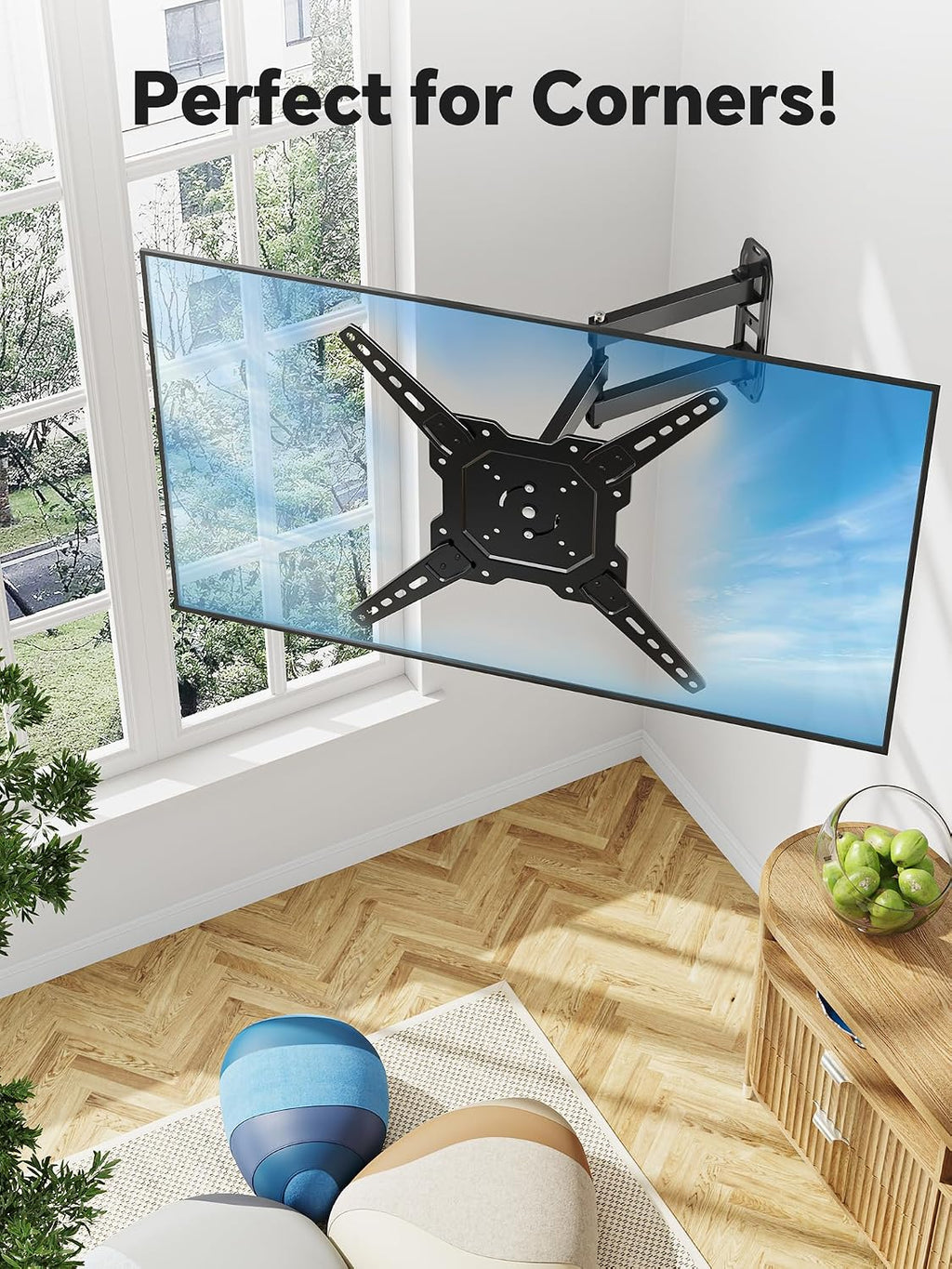 Simple Trending TV Wall Mount Full Motion for 26" to 60" TVs and Flat Panels, TV Motion Bracket Swivel Tilt Extension Rotation Max VESA 400x400mm up to 77lbs, Black
