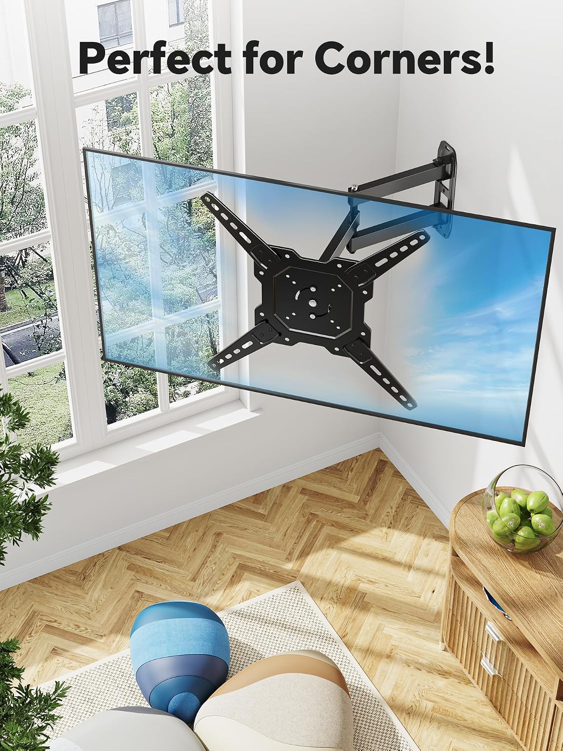 Simple Trending TV Wall Mount Full Motion for 26" to 60" TVs and Flat Panels, TV Motion Bracket Swivel Tilt Extension Rotation Max VESA 400x400mm up to 77lbs, Black