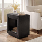 Tribesigns Rustic Brown End Table, 24" Side Table with Storage Shelf, Farmhouse Style Nightstand Bedside Table (1, Black)