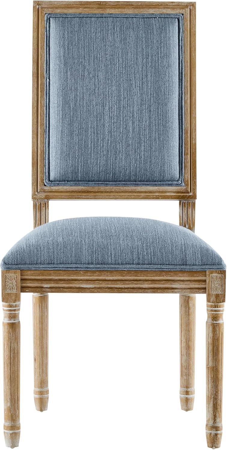 Christopher Knight Home Regina French Country Dining Chairs Set of 2, Wooden Dining Room Chair, High Back Kitchen Side Chair, Fabric Upholstered Armless Extra Seat, Slate Blue