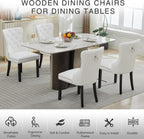 PU Leather Dining Chairs Set of 4, Upholstered Dining Room Chairs with Solid Wood Legs & Back Ring Pull Trim Ring, Modern Dining Chairs Perfect for Dining Room,Living Room,Kitchen, White