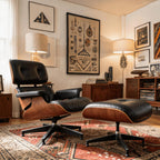 Top Grain Leather, Mid Century Chaise Lounge Chair Indoor, Chair with Ottoman, Reading Chair, Leather Accent Chair, Modern Arm Chair, Classic Design, Heavy Duty Base Support for Living Room, Walnut