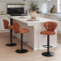 Bar Stools Set of 3 - Swivel Counter Height Barstools (Height Adjustable) | Modern Faux Leather Barstool/Chairs with High Backrest, 16.14" Large Base, Suitable for Kitchen Island, Dining Room (Brown)
